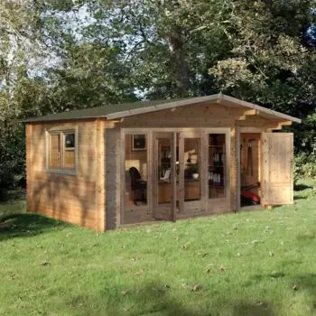 Garden Cabin, Garden Log Cabins, Bbq Equipment, Garden Cabins, Poured Concrete, Forest Garden, Flooring Materials, Roofing Materials, Log Cabins