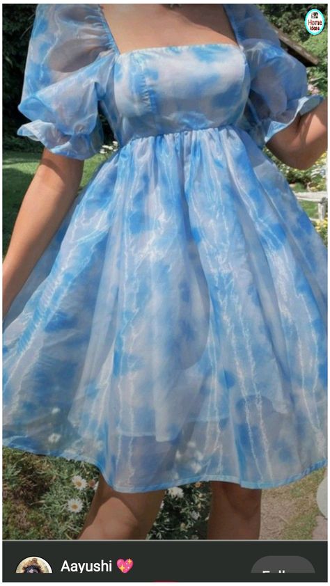 Balloon Frock For Women, Plain Organza Frocks For Women, Outfit Casual Verano, Cute Frocks, Short Frocks For Women, Organza Frocks, Outfit Inspo For School, Cute Winter Outfit, Short Frocks