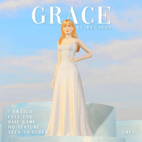 Grace by Regalia (Early Access) | Patreon Sims 4 Cc White Dress, Sims 4 Wedding Dress, Sims Packs, Pelo Sims, Tumblr Sims 4, Sims 4 Expansions, Sims 4 Dresses, Sims 4 Characters, Sims 4 Mm