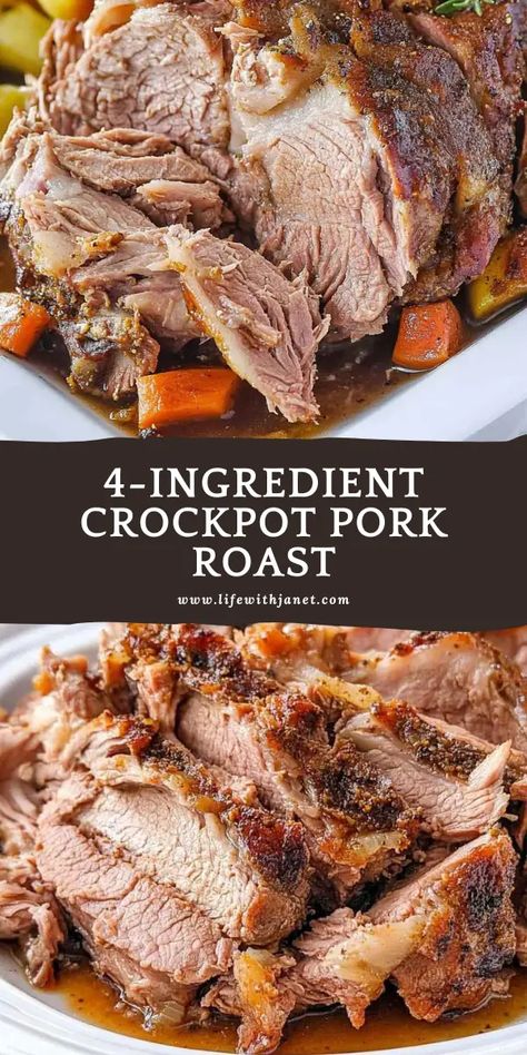 I’ve lost count of how many times I’ve made this 4-ingredient roast—it’s so easy, and everyone asks for seconds! Pork Ham Roast Recipes Crock Pot, Meats In Crockpot, Louisiana Roast Crock Pot, Crockpot Recipes Pork Roast, Crock Pork Roast, Pork Tenderloin Roast Crock Pot Recipes, Simple Pork Roast Crock Pot Recipes, Roast Pork In Slow Cooker, Pork Roast With Bone In Recipes