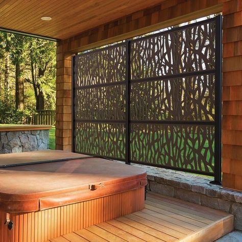 Whirlpool Deck, Patio Plan, Pergola Modern, Easy Deck, Small Pergola, Decorative Screen Panels, Outdoor Hot Tub, Hot Tub Ideas, Amazing Backyard