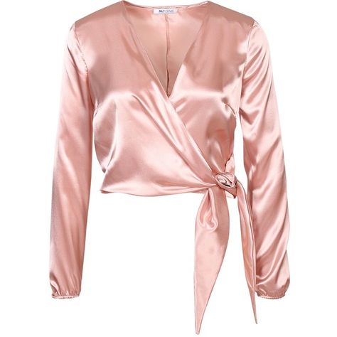 Nly One Satin Wrap Blouse ($35) ❤ liked on Polyvore featuring tops, blouses, wrap style top, satin wrap blouse, long sleeve tops, short tops and satin top Baby Shower Outfit For Guest Summer, Blouse Knot, Shower Outfit For Guest, Blouse Dress Outfit, Satin Wrap Blouse, Baby Shower Outfit For Guest, Summer Necklaces, Satin Wrap Top, Blouse Satin