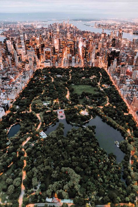 Central Park in New York Aerial View, Central Park, At Night, York City, New York City, New York, Travel