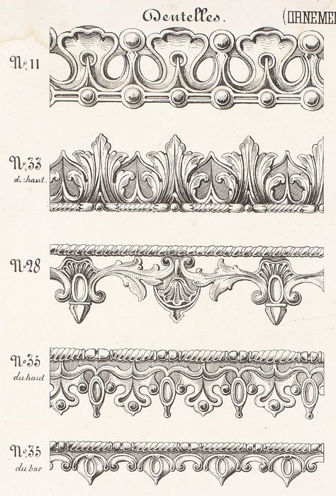 Cornice Ornament Drawing, Baroque Art, Baroque Architecture, Images Vintage, Carving Designs, Architecture Sketch, Architectural Elements, Border Design, Architecture Drawing