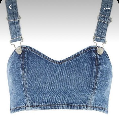 Buckle Strap Top, Denim Crop Top Outfit, Denim Bralet, Pola Bra, Denim Bralette, Crop Top Jeans, Sweetheart Crop Top, Sweetheart Neckline Top, Sweetheart Top