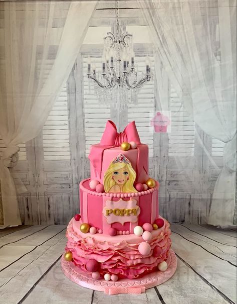 3 tier cake 3 Tier Barbie Birthday Cake, Barbie Tier Cake, Barbie 3 Tier Cake, Barbie Birthday Cake, Three Tier Cake, Tiered Cakes Birthday, 3 Tier Cake, Barbie Cake, Barbie Birthday