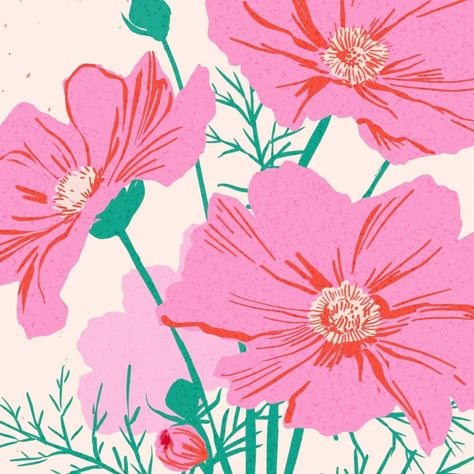 Sally Murphy Design | Detail of my Cosmos 🌸 #cosmos #doodleadayjuly #theydrawandgarden #artlicensing #bouquet #floralillustration #spoonflowerchallenge… | Instagram Cosmo Illustration, Uni Decor, Cosmo Flower, Illustration Flower, Cosmos Flowers, Create Drawing, Work Art, Floral Drawing, Floral Print Design