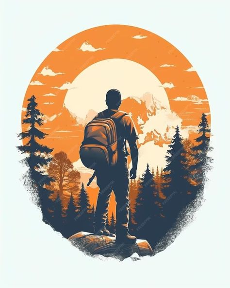 Premium Photo | Embark on an artistic journey through the great outdoors with an illustration that captures the spirit of hiking Trek Illustrations, Hiking Painting, Outdoor Artwork, Hiking Photography, Gallery Wallpaper, Nature Hikes, Art Gallery Wallpaper, Inspirational Artwork, Mountain Art