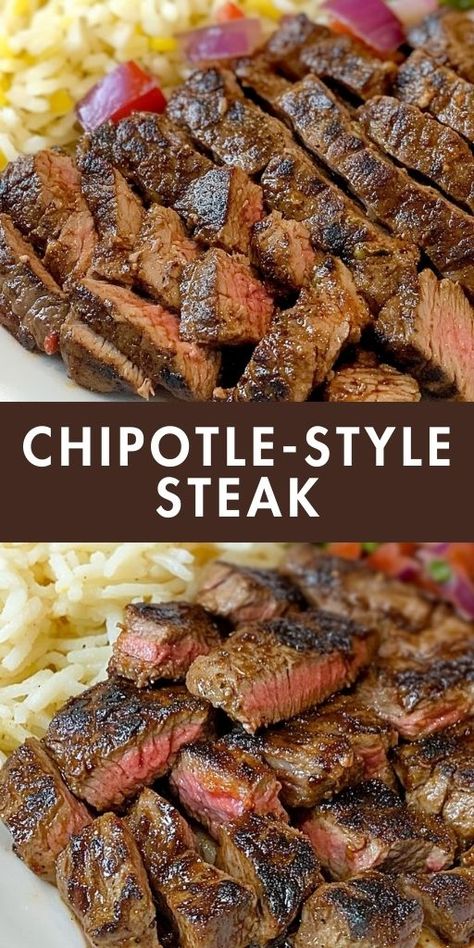 🌟 Love Chipotle? Recreate their famous Chipotle-Style Steak at home! 🍖 This easy and flavorful recipe brings smoky, spicy goodness straight to your kitchen. Perfect for burrito bowls, tacos, or salads, it's a must-try for your next dinner! 🌮 Add your favorite toppings like guac 🥑, salsa, and more. Impress family and friends with this simple, budget-friendly meal idea. #ChipotleStyleSteak #HomemadeChipotle #EasyDinnerIdeas #SteakLovers #FoodieGoals 🥩🔥 Chipotle Steak Recipe, Copycat Chipotle Steak, Steak Burrito Bowl Recipe, Steak Burrito Recipe, Chipotle Steak, Steak Burrito, Chipotle Copycat Recipes, Steak At Home, Chipotle Recipes