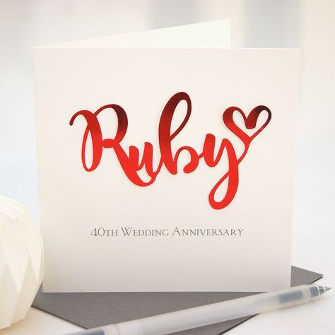 40th Ruby Wedding Anniversary Card Ruby Wedding Anniversary Gifts, Ruby Anniversary Gifts, 40th Wedding Anniversary Gifts, Anniversary Cards Handmade, Ruby Anniversary, 40th Anniversary Gifts, Ruby Wedding Anniversary, Wedding Anniversary Card, 40th Wedding Anniversary