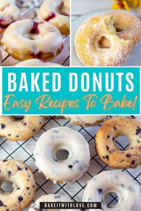 Strawberry Donuts Recipe, Easy Donut Recipe Baked, Donuts From Scratch, Homemade Baked Donuts, Baked Donuts Easy, Chocolate Donuts Baked, Baked Doughnut Recipes, Biscuit Donuts, Doughnut Recipe Easy