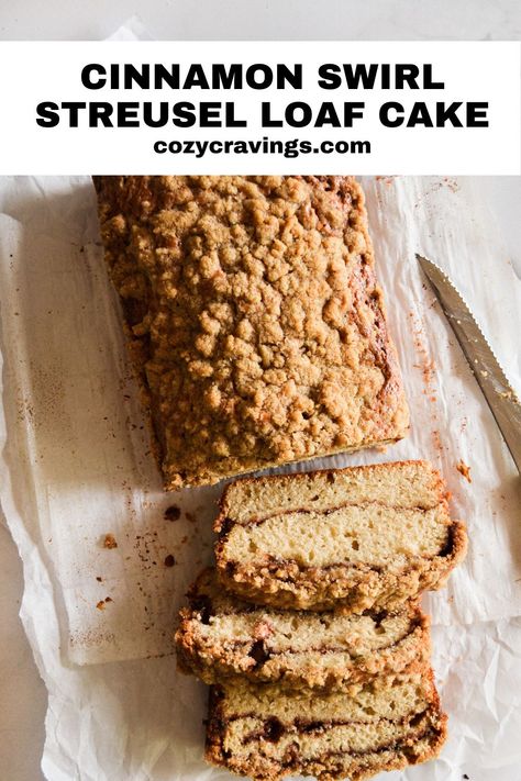 Cinnamon Swirl Loaf Cake, Cinnamon Loaf Cake Recipes, Winter Loaf Cake, Fall Loaf Cakes, Cinnamon Loaf Recipe, Ginger Bread Loaf, Cinnamon Swirl Loaf, Coffee Cake Loaf, Cinnamon Swirl Cake