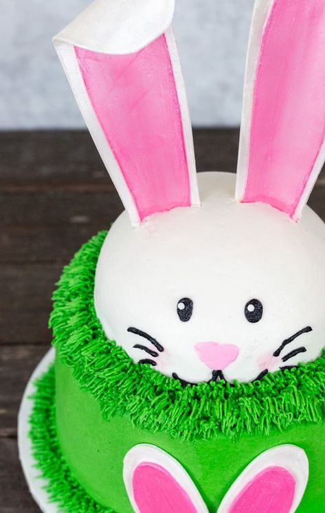 Make this cute bunny ears cake with bonus template. It's perfect for Easter, plus get the free printable template for the bunny ear cake topper and the cute bunny feet and tail. #bunnycake #eastercake #bunnyearcake Bunny Ears Template, Fondant Roller, Cupcake Videos, Fondant Recipe, Easter Bunny Cake, Rabbit Cake, Cake Templates, Easter Desserts, Bunny Party