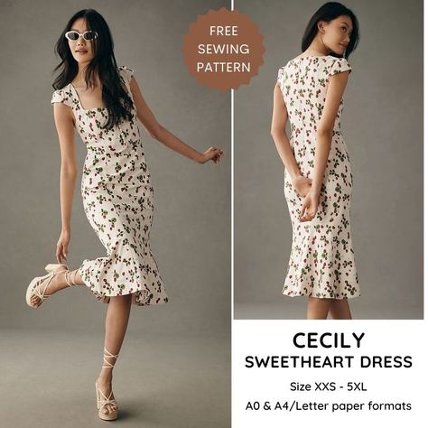 Paper To Print, Dress Sewing Patterns Free, Princess Seam Dress, Free Pdf Sewing Patterns, Sewing Clothes Women, Dress Patterns Free, Save The Earth, Free Dresses, Sweetheart Dress