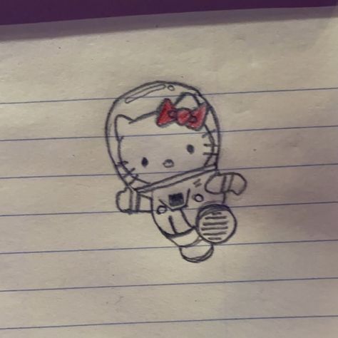 Hello Kitty Doodles, Hello Kitty Drawing Sketches, Hello Kitty Doodle, Sanrio Doodles, Drawing Hello Kitty, Easy Graffiti Drawings, Cute Sketches, Kitty Drawing, Hello Kitty Drawing