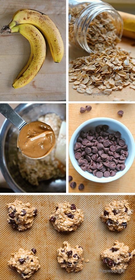 4 Ingredient Cookies, Peanut Butter Chocolate Chip Cookies, Oatmeal Breakfast, Vegan Chocolate Chip, Crumpets, Diet Vegetarian, 4 Ingredient, Breakfast Cookies, Healthy Cookies