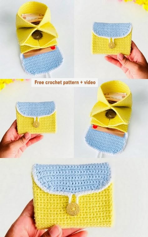 Impressive Crochet Wallet Patterns - Perfect for All Ages Wallet Pattern Free, Crochet Studio, Crochet Purse Pattern, Purse Patterns Free, Crochet Hairband, Crochet Wallet, Crochet Coin Purse, Crocheted Bags, Patterns Simple