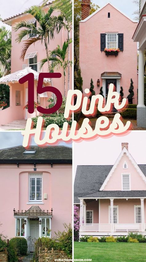 15 Most Stunning Pink Houses Pink Victorian House, Pink House Exterior, Exterior Color Combinations, Different House Styles, Beach Style Decorating, Pink Victorian, Beach House Exterior, Stucco Homes, Pink Inspiration