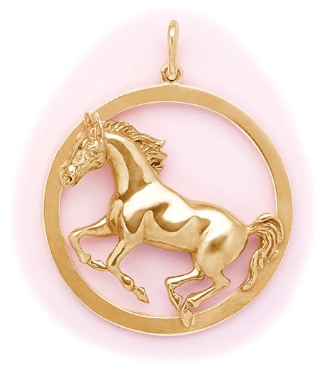 Gold horse in circle pendant. Ruser Sombrero Cowboy, Equine Jewelry, Horse Keychain, Gold Pendent, Cowgirl Accessories, Rare Jewelry, Horse Pendant, Equestrian Jewelry, Gold Horse