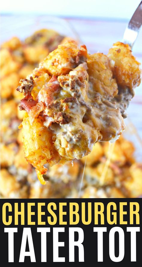 Winter Snacks, Cheeseburger Tater Tot Casserole, Ground Beef Casserole Recipes, Casserole Easy, Fast Dinner Recipes, Tot Casserole, Tater Tot Casserole, Beef Casserole Recipes, Fast Dinners