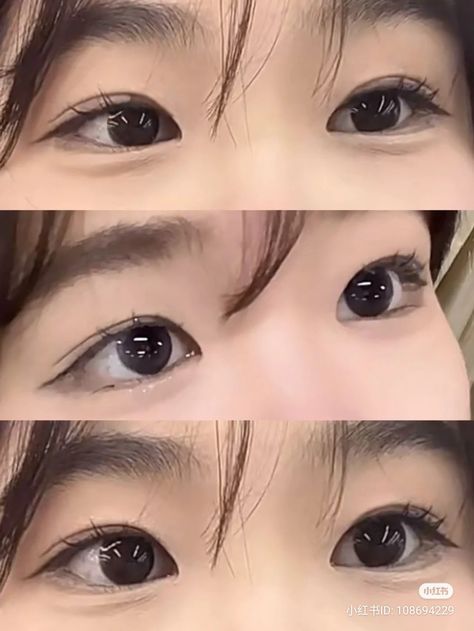 Korean Eyes Aesthetic, Asian Eye Aesthetic, Korean Aesthetic Nails, Asian Eyes Aesthetic, Doll Eyes Aesthetic, Douyin Makeup On Hooded Eyes, Douyin Eyes, Ulzzang Eyes, Natural Douyin Eye Makeup