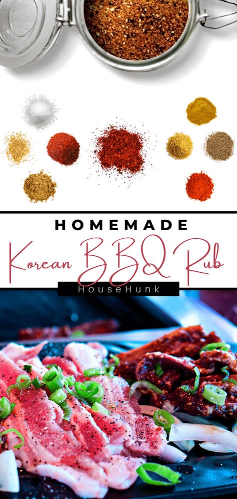 Spice up your Korean BBQ game with this easy homemade rub recipe! Packed with flavorful ingredients like smoked paprika, cumin, and gochukaru, this rub will take your meat to the next level. Plus, with just a few simple steps, you can make a big batch to keep on hand for future grilling sessions. Perfect for ribs, chicken, or beef, this rub is sure to be a hit with your taste buds! #KoreanBBQ #HomemadeRub #GrillingSeason Korean Bbq Seasoning, Korean Spice Blend, Asian Dry Rub, Bbq Pork Rub, Herb Blends, Bbq Rub Recipe, Homemade Rubs, Asian Bbq, Bbq Dry Rub