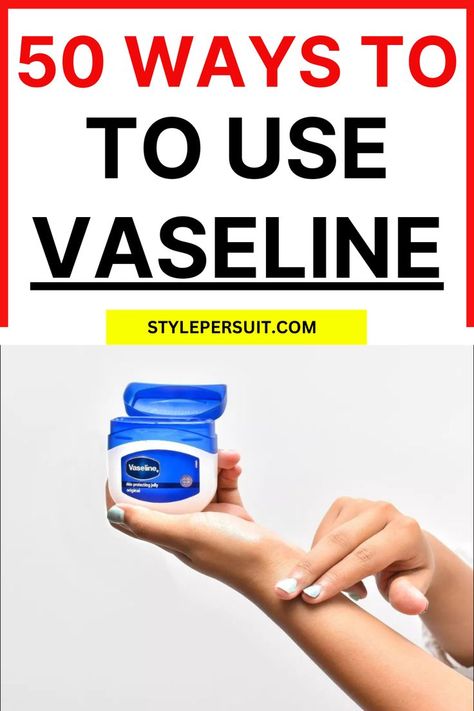 Vaseline, also known as petroleum jelly, is a versatile and inexpensive product that has been a staple in households for over a century. While it's commonly used as a moisturizer for dry skin, Vaseline has a multitude of unexpected uses that can simplify your life in various ways. From beauty hacks to household solutions, here are 101 surprising ways you can use Vaseline that you may not have known about. Uses Of Vaseline, Uses For Vaseline Skin Care, Vaseline On Face, Uses For Vaseline, Can You Use Vaseline On Your Face, Vaseline And Lemon Juice For Face, Vaseline Hacks, What Is Vaseline Good For, Useful Tips Of Vaseline