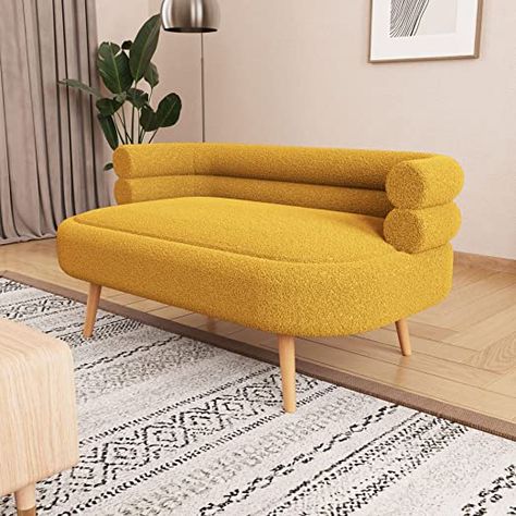 Amazon.com: 2 Seater Sofa, 52.7'' Modern Teddy Fleece Loveseat Sofa, Leisure Sofa Accent Chair Upholstered Tufted Loveseat Sofa for Living Room Bedroom Office (Yellow) : Home & Kitchen Accent Loveseat, Funky Sofa, Office Yellow, Small Loveseat, Two Seater Couch, Tufted Loveseat, Modern Sofa Couch, Sofa For Living Room, Upholstered Bedroom