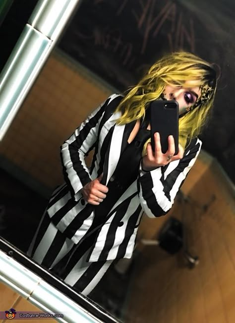 Ladies Beetlejuice Costume, Nettle Juice Costume, Beetlejuice Bachelorette, Beetle Juice Women’s Costume, Beetlejuice Womens Costume, Women Beetlejuice Costume, Beetle Juice Costume Women, Beetlejuice Female Costume, Beetlejuice Cosplay Female