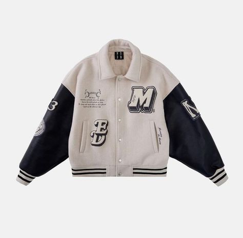 Collage Fits, Dream Asthetic, Jersey Ideas, Senior Jackets, Streetwear Jackets, Motorcycle Suit, Jacket Collection, Merch Ideas, Diy Vetement