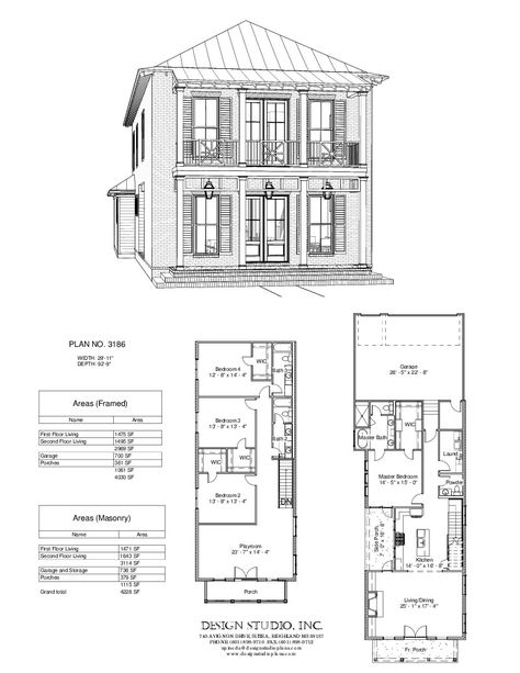 Plan #3186 | Design Studio New Orleans Floor Plans, New Orleans House Plans, Shotgun House Floor Plans, New Orleans Shotgun House, Shotgun House Plans, New Orleans Style Homes, Simple Floor Plans, Vintage Homes, Shotgun House