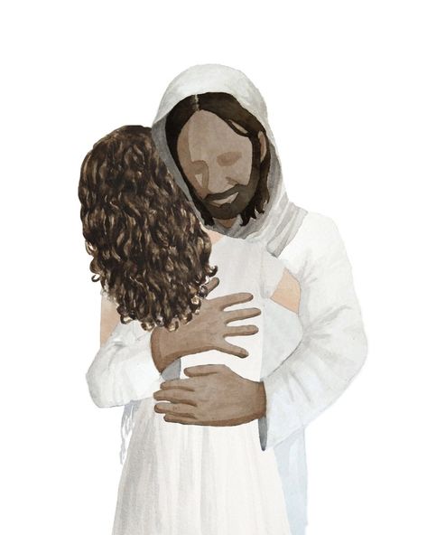 Jesus Christ Hugging Girl With Fair Skin and Long Curly Brown - Etsy Brown Hair And Fair Skin, Jesus Hugging, Boy With Brown Hair, Fair Skin, Long Curly, Brown Hair, Jesus Christ, Jesus, Skin