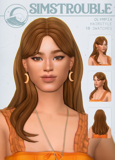 OLYMPIA by simstrouble | simstrouble on Patreon Mod Hair, Cc Hair, Sims Packs, The Sims 4 Pc, 70s Hair, Pelo Sims, The Sims 4 Packs, Sims 4 Mm Cc, Sims 4 Characters