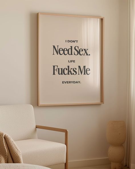 Bold Wall Art Prints for Humor Lovers | Sarcastic & Sweary Posters for Your Home Decor Looking for funny, sarcastic wall art to spice up your home decor? Check out our bold prints with sweary quotes—perfect for humor lovers! #WallArtPrints #SarcasticQuotes #FunnyArt #HomeDecor #SwearyPosters #wallartprint #wallprints #funnyquote #walldecorations Quotes On Walls Aesthetic, Aesthetic Quotes Funny, Funny Wall Posters Aesthetic, Wall Posters Ideas Bedroom, Aesthetic Posters Wall Decor, Wall Drawing Ideas Bedroom, Poster Wall Ideas Aesthetic, Funny Gallery Wall Prints, Snarky Wall Art