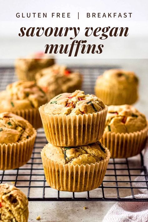 Vegan Savoury Muffins, Gluten Free Savoury Muffins, Vegan Gluten Free Muffins, Savory Breakfast Muffins, Quick Vegan Breakfast, Savoury Breakfast, Savory Muffins Recipes, Vegan Gluten Free Breakfast, Savoury Muffins