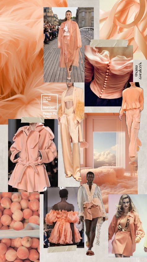 Fashion design aesthetic moodboard by designer Oxana Goralczyk Fashion Design Aesthetic, Sporty Style Outfits, Color Of The Year 2024, Color Trends Fashion, Aesthetic Moodboard, Fashion Mood Board, Fashion Portfolio, Peach Fuzz, Trending Fashion Outfits