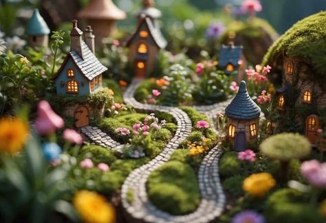 Large Outdoor Fairy Garden Ideas: Magical Landscapes for Your Yard - Dope Gardening Large Fairy Garden Ideas, Outdoor Fairy Garden Ideas, Outdoor Fairy Garden, Large Fairy Garden, Magical Landscapes, Fairy Garden Ideas, Fairy Castle, Fairy Village, Gnome House