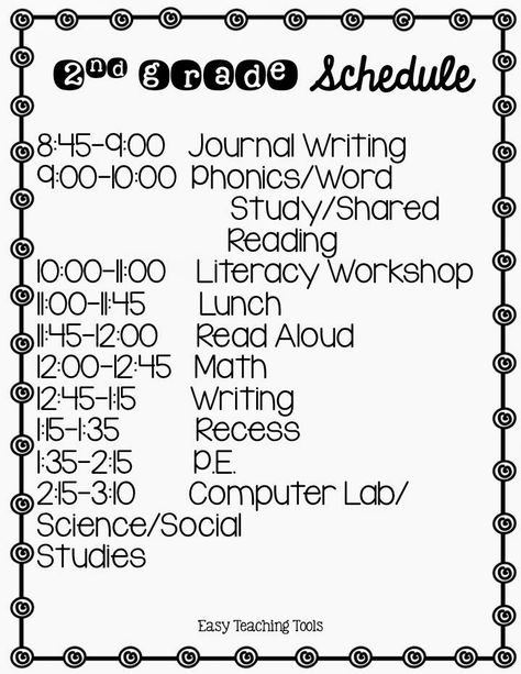 2nd Grade Schedule, All About Me Maths, Sets Math, 2nd Grade Activities, Classroom Schedule, Lesson Plans For Toddlers, Homeschool Routine, Curriculum Planning, Phonics Words