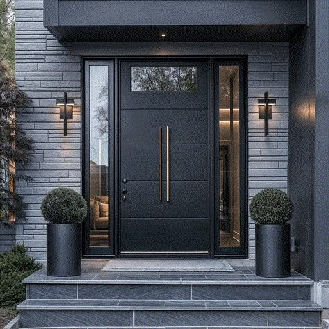 Black front door interior