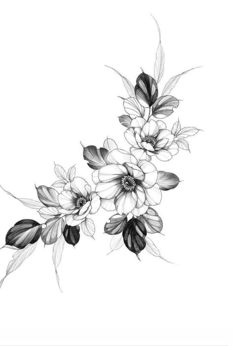 Flower Vine Tattoo, Anemone Tattoo, Flower Vine Tattoos, Chest Tattoo Drawings, Vine Tattoo, Flower Tattoo Drawings, Vine Tattoos, Floral Tattoo Sleeve, Floral Tattoo Design