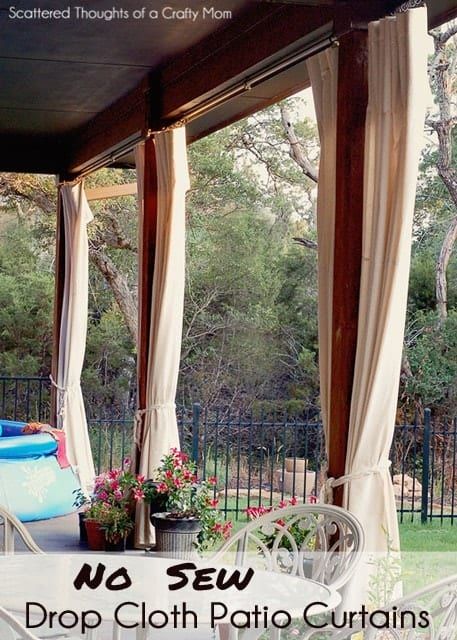 Pergola Diy, Patio Curtains, Indoor Patio, Outside Living, Outdoor Curtains, Drop Cloth, Patio Spaces, No Sew, Back Patio