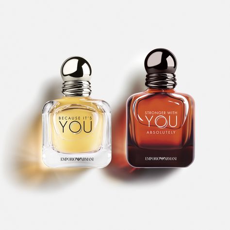 An intoxicating fragrance duo. The sensual new STRONGER WITH YOU ABSOLUTELY for him perfectly complements the floral BECAUSE IT'S YOU for her, creating an irresistible fragrant experience. Emporio Armani Stronger With You, Armani Stronger With You, Armani Parfum, Armani Perfume, Discount Design, Perfume Floral, Virginia Usa, Armani Beauty, Spicy Fragrance