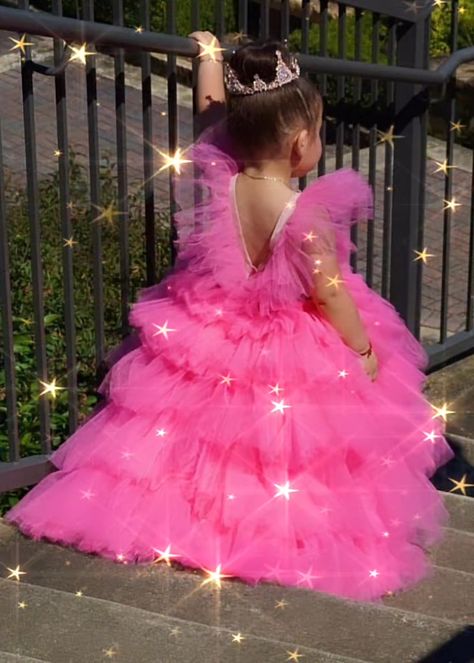 1st Birthday Girl Dress, Tutu Flower Girl Dress, Pink Dresses For Kids, Pink Toddler Dress, Toddler Birthday Dress, Pink Baby Dress, Barbie Pink Dress, Mary Pictures, Vestidos Color Rosa