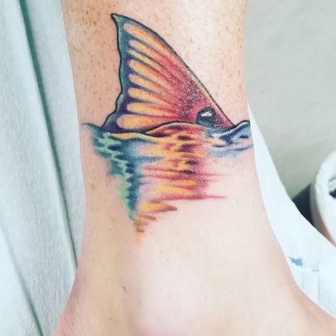 Redfish Tail Tattoo, Red Drum Fish Tattoo, Reef Fish Tattoo, Redfish Tattoo, Red Fish Tattoo, Ink Poisoning, Fishing Tattoos, Tattoo Fly, Tail Tattoo