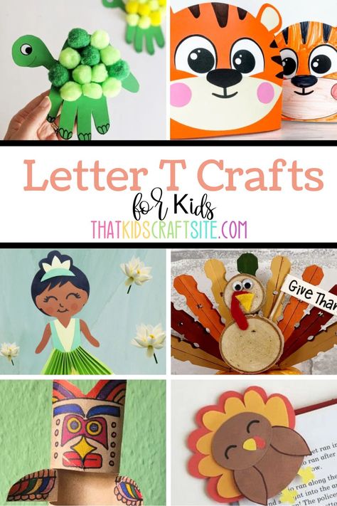 Letter T Crafts - That Kids' Craft Site Letter T Crafts For Kindergarten, Preschool Letter T Crafts, Letter T Crafts For Toddlers, T Is For Craft, T Is For, T Crafts For Preschool, Letter T Crafts For Preschool, Letter T Activities For Preschool, Letter T Craft