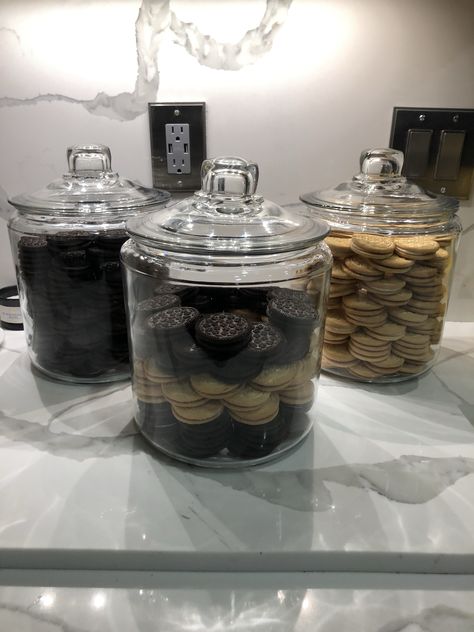 Inspired by Khloe Kardashian. Klohe Kardashian Home Decor, Khloe Kardashian Cookie Jar Decor, Khloe Kardashian Kitchen, Kardashian Kitchen Decor, Decorate Kitchen Island, Kardashian Kitchen, Cookie Jar Decor, House Inspo Interior, Chef Decorations