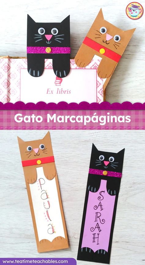 Esta manualidad de un marcapáginas en forma de gato es simple y rápido de hacer, ¡y se ve muy lindo saliendo de entre las páginas de un libro! Haz clic para visitar la página y descargar tú plantilla gratis! Bookmarks Kids Craft, Bookmarks Diy Kids, Bookmarks Craft, Cat Bookmark, Handmade Bookmarks Diy, Creative Bookmarks, Bookmark Craft, Paper Bookmarks, Bookmarks Kids