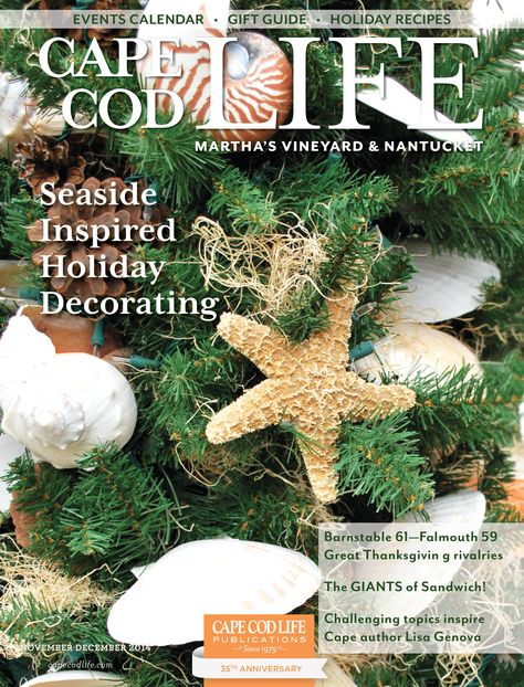 Seaside Decorating for the Holidays | Page 4 of 4 | Cape Cod LIFE Seaside Decorating, Cape Cod Christmas, Seaside Wreath, Cod Christmas, Cape Cod Design, Crown Point Cabinetry, Red Amaryllis, Seaside Theme, Landscape Designers