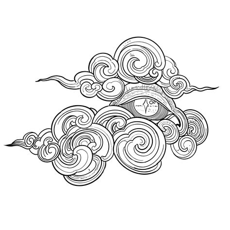 Japanese Cloud And Moon Tattoo, Tiger Cloud Tattoo, Blowing Wind Tattoo, Japanese Cloud Tattoo, Wind Illustration, Japanese Wave Tattoos, Wind Tattoo, Cloud Tattoo Design, Sky Tattoos