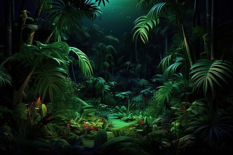 Forest At Night, Jungle Forest, Night Forest, Premium Photo, At Night, Forest, Stock Photos, Illustrations, Models